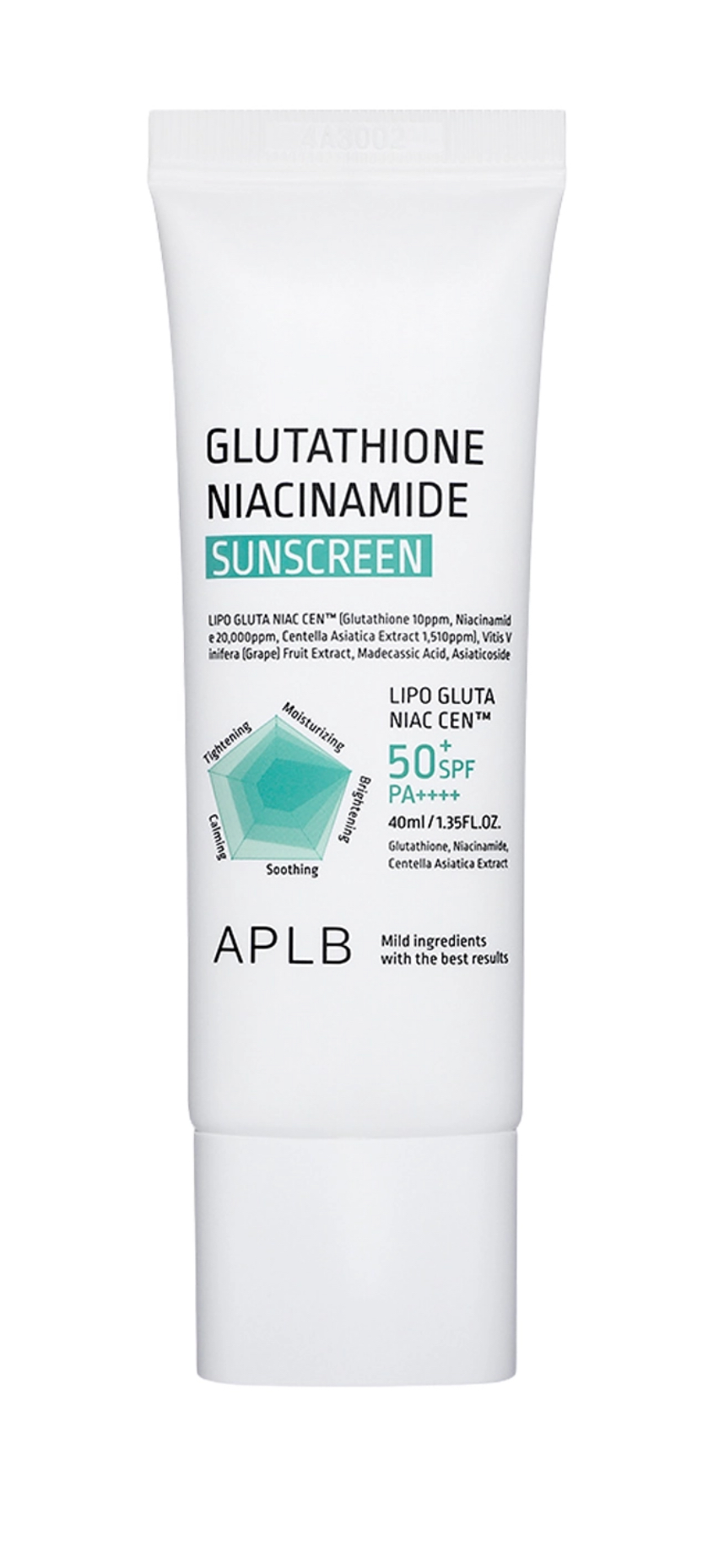 Солнцезащитный крем с глутатионом и ниацинамидом APLB SPF50 Glutathione Niacinamide Sunscreen, 40 мл