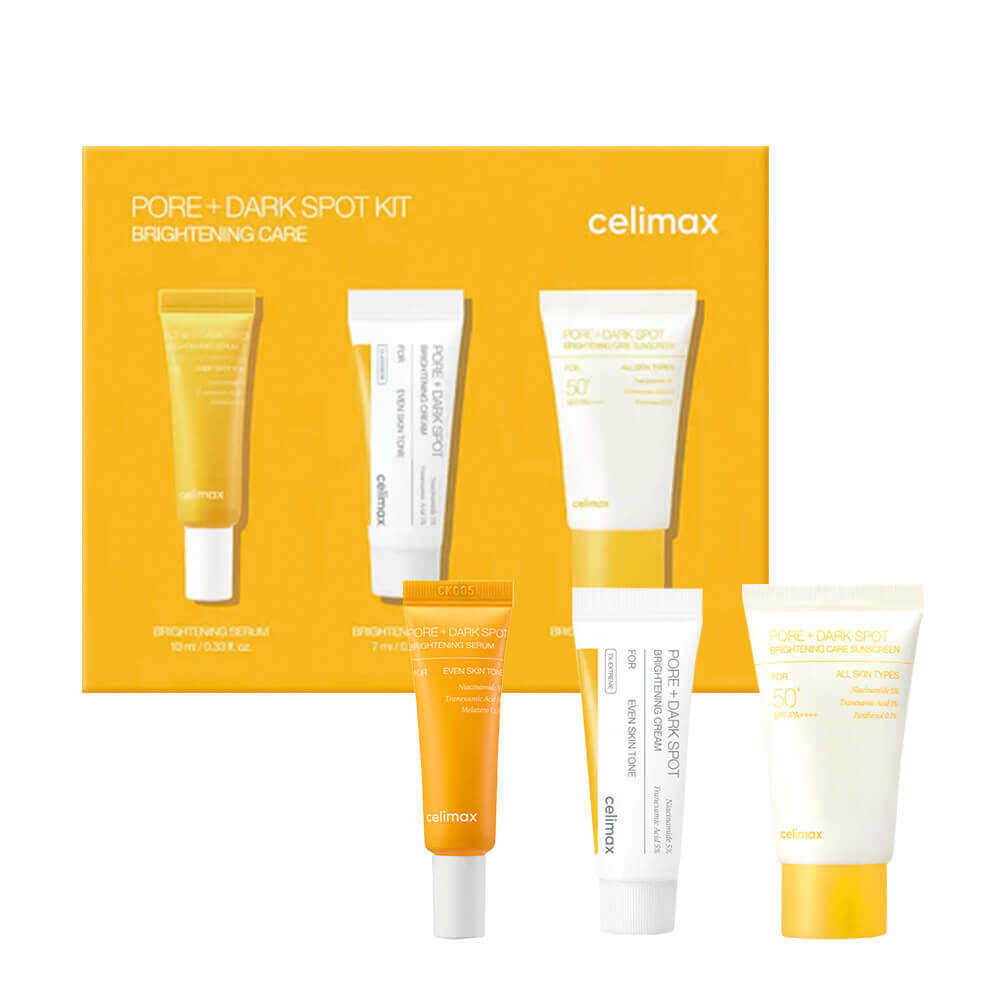 Набор миниатюр для выравнивания тона Celimax Pore+Dark Spot Brightening Kit, 10 мл+7 мл+10 мл